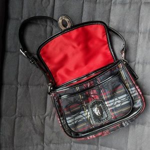 Red Plaid Coach Handbag